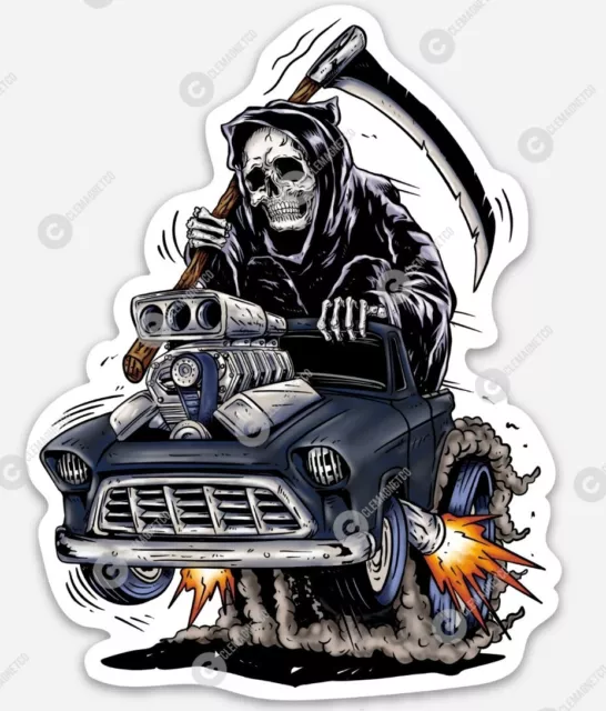 Ford Truck STICKER - Grim Reaper Ratfink classic Rat Fink Hot Rod Race vintage
