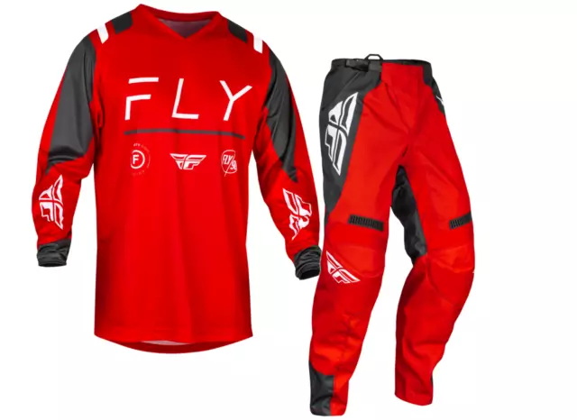 2024 Fly Racing F16 Motocross Offroad Gear Kit Red Charcoal White Adults