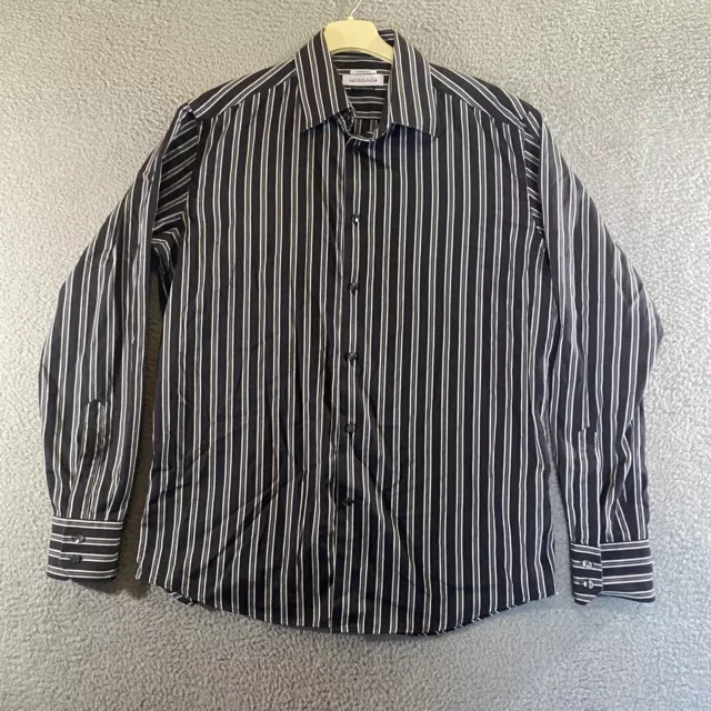 Versace Collection Shirt Mens 16.5 Black Striped Long Sleeve Button Up Designer