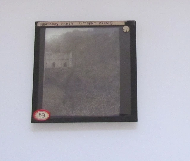 Glass Magic Lantern Slide FOUNTAINS ABBEY 12TH C BRIDGE C1900 PHOTO ENGLAND 2