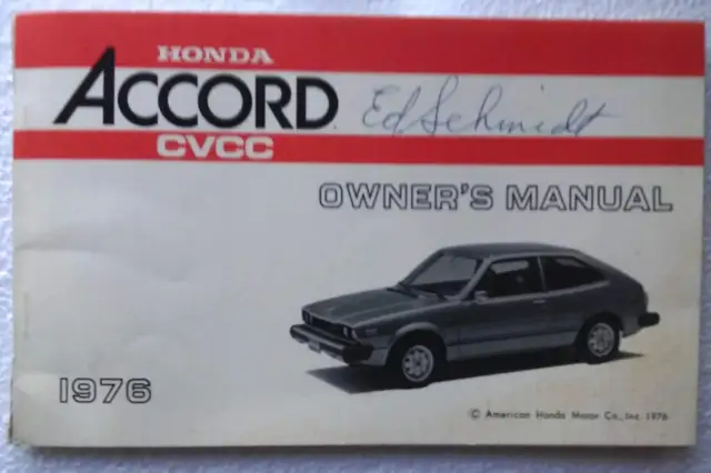 1976 Honda Accord CVCC Owner's Manual American Honda Motor Company