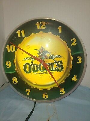 1991 O'Doul's Non Alcoholic Beer 14" Light Up Clock Sign Anheuser Busch ODouls