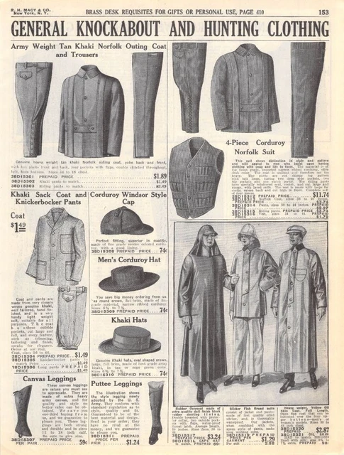 Vintage Paper Ad Men's Hunting Clothing & Weatherproof Garments Macy's 1911