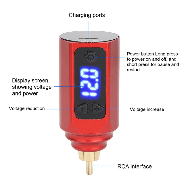 Tattoo Wireless Power Supply LED Display USB Rechargeable 1500mAh Tattoo Pen Sd0