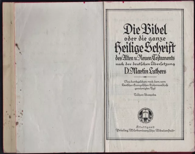 Bibel/Heilige Schrift,Überstzg.Luthers,Taschen-Ausg,Priv.Württ.Bibela.Stutg,1932