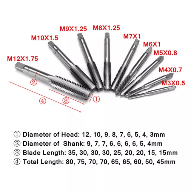 2Pc M3-M12 Metric HSS Right hand Thread Tap RightHand Tap Plug Various Sizes