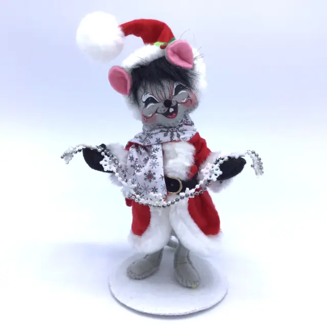 Annalee 2017 Snowflake Garland Boy Mouse Santa Hat 6" Holiday Christmas Doll EUC