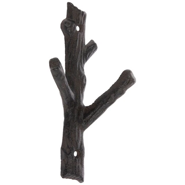 Tree Branch Wall Hook - Cast Iron Rustic Brown Finish - Key, Towel, Coat Hanger