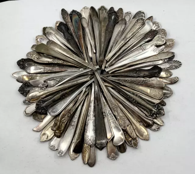 Lot of 100 Assorted Vintage Silverplate Forks Soup Spoons Handles - Lot#4