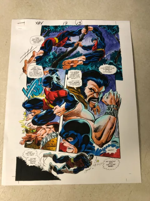 X-MEN HIDDEN YEARS #17 ART color guide BYRNE KRAVEN BATTLES BEAST 2001 Marvel