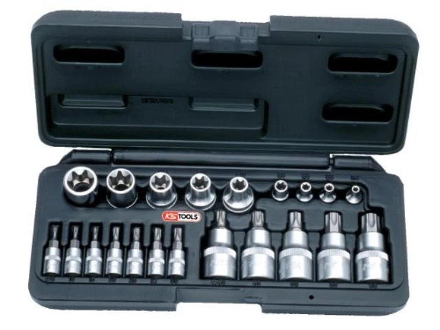 KS Tools 911.4307 Serie di Chiavi a Bussola TX, 21 Pezzi, 1/4"+1/2" - NUOVO
