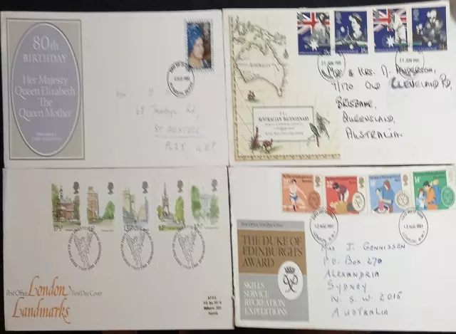 Angleterre 1980-1988 4 Couvertures Fdc