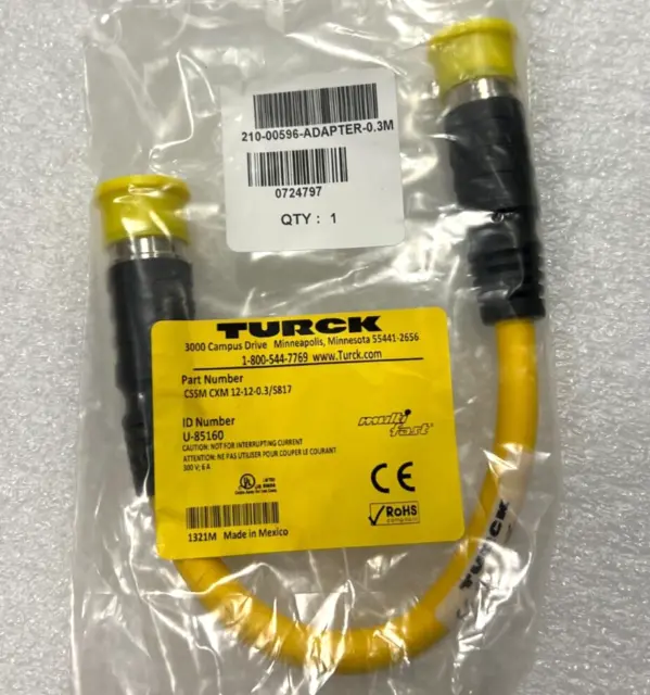 TURCK CSM CKM 12-12-0.3/S817 U-36939 Male/Female Straight 12 Pole M23 0.3m Cable