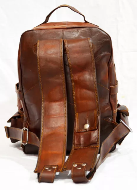 Mochila Vintage Hombre Mochila de Viaje Bolso Escolar Cuero Portátil Hombro 2