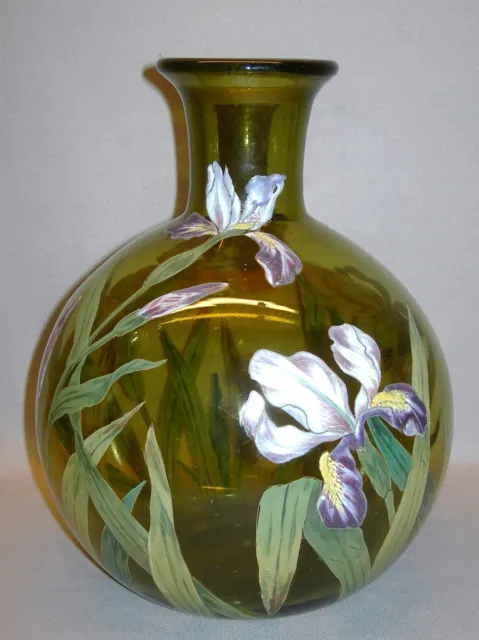 Jugendstil - Emaillierte, mundgeblasene Vase mit Irisdekor von Legras um 1900