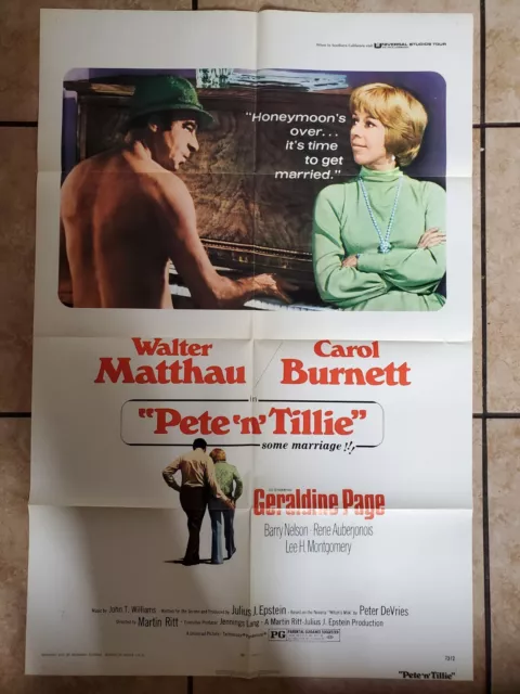 Pete N Tillie One Sheet Movie Poster 27x41 Folded Walter Matthau Carol Burnett