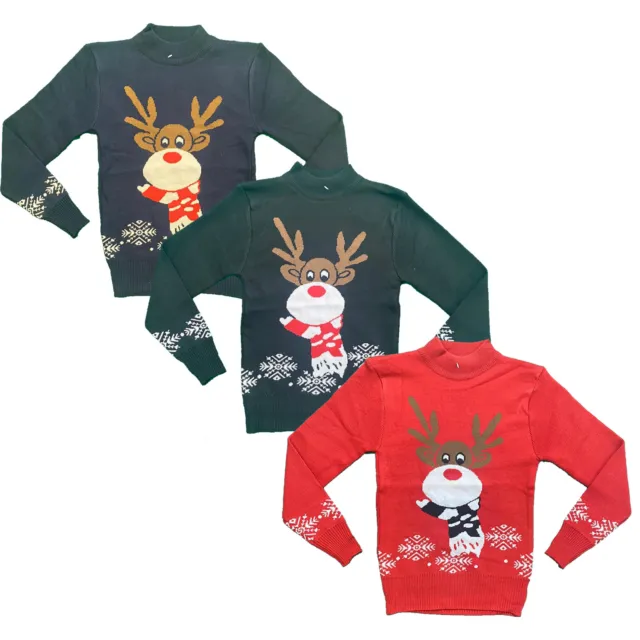 Boys Girls Kids Christmas Jumper Reindeer Sweatshirt Xmas Sweater Top Rudolph