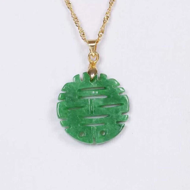 Natural Jadeite Lucky Chinese Amulet Pendant Necklace Blessing Taseel Pray