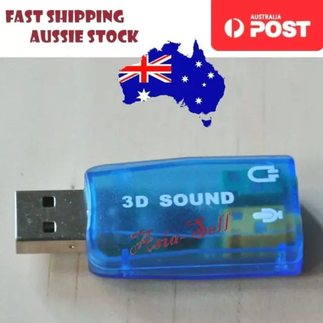 Audio Adaptor 3D Sound Card 5.1 USB 3.5mm Microphone Headphone Jack Stereo Blue