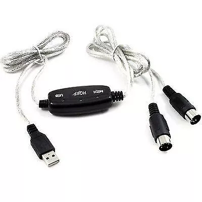 HQRP USB in-out midi interface cable converter PC to music keyboard adapter