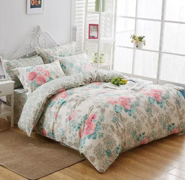 Uozzi Home Floral 3 Piece Duvet Cover Set + Shams King Size Reversible Bedding