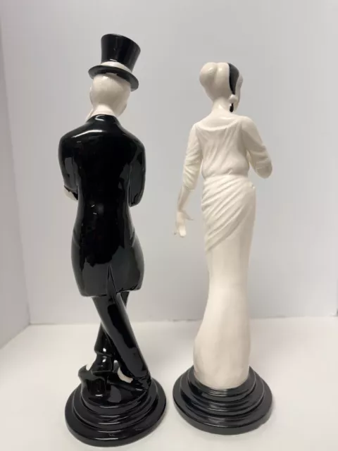 Vintage ENESCO Creamic Black Tie Art Deco Figure 15-17" Tall Top Hat Bride/Groom 2