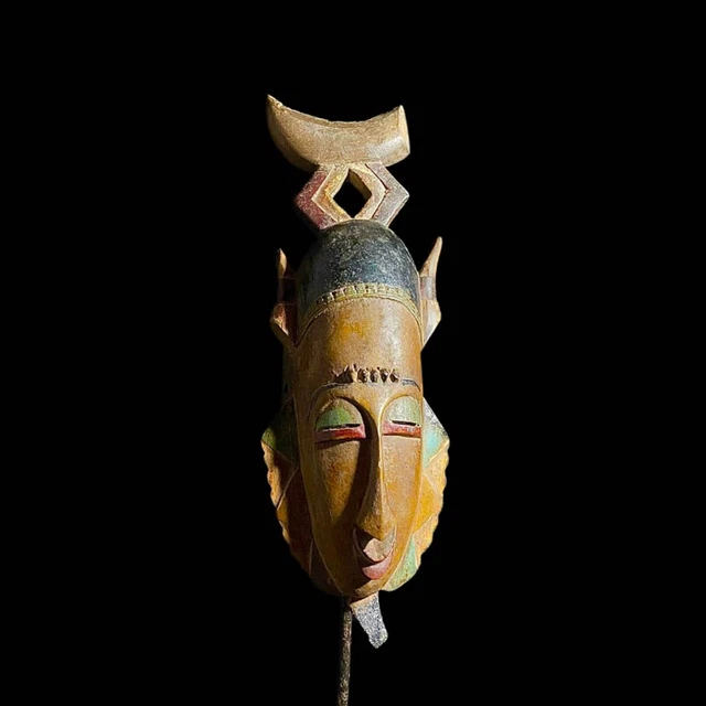 Large African Mask Baoulé Kpan Hand Carved Tribal Mask African Art-7179