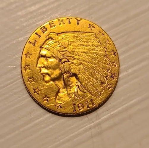 1911 $2 1/2 Indian Head Gold Coin - Genuine Gold