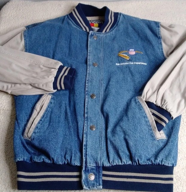 VTG Union Pacific San Antonio Car Department Denim Varsity Bomber Jacket Size M