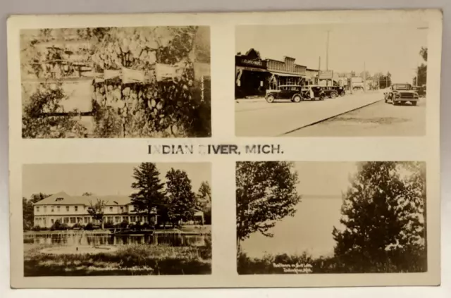 RPPC Indian River Michigan MI Multi-View, Vintage Real Photos Postcard