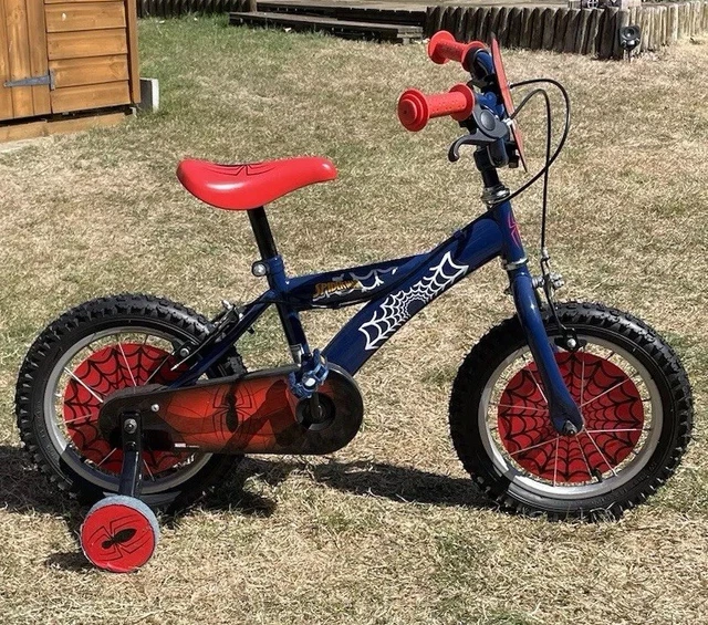 KIDS HALFORDS SPIDERMAN Bike 14 inch Wheels with Stabilisers