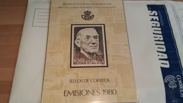 España Libro carpeta de Correos 1980 con los sellos. Excelente calidad, de lujo.