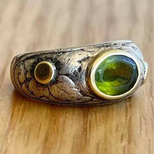 Bague en argent sterling péridot pierre 925 bijoux faits à la main vert...