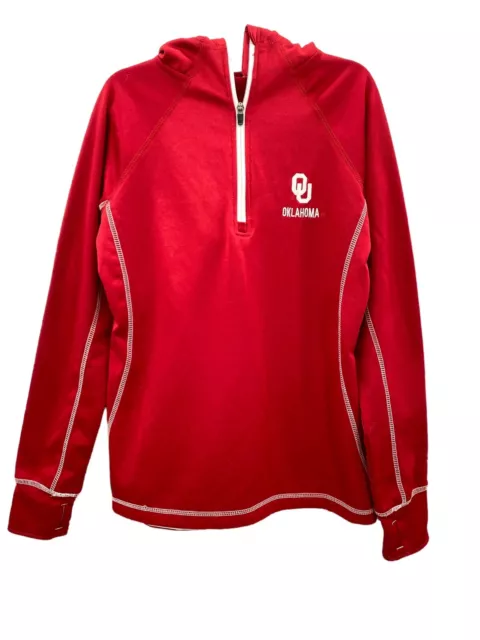 Colosseum OU Oklahoma Sooners Hoodie Women’s Size Large Red Sweatshirt 1/4 Zip