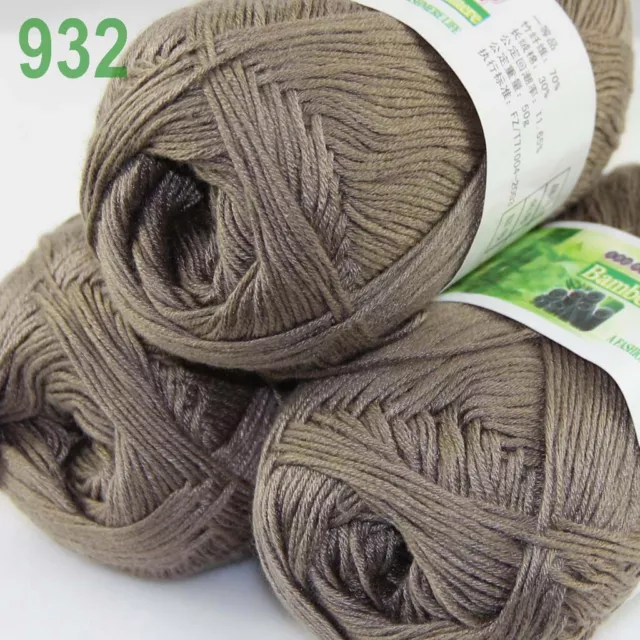 Sale 3BallsX50gr Bamboo Cotton Baby Blankets Hand Knitting Crochet Yarn 32