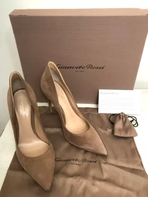 $795 Gianvito Rossi Milano Praline Tan Suede Stiletto Pumps Heels Size 36