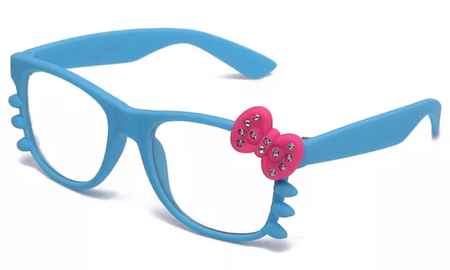 Clear Lens Glasses Diamond Bow & Whiskers Rubber Frame Cosplay Hello Kitty