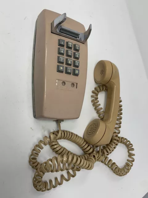 VTG Beige Bell System Wall Telephone Push Button Phone Western Electric