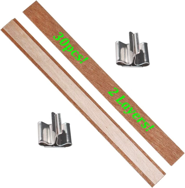 (2Layers,30Pcs)  Wooden Candle Wicks with Metal Stand Base,Eco-Friendly Natural