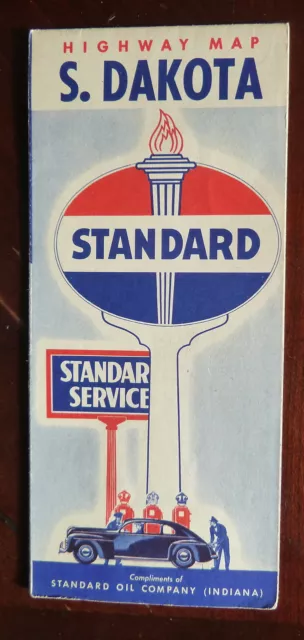 1947 South Dakota road map Standard oil Indiana gas