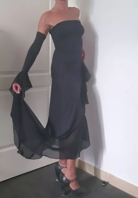 Robe bustier fendue sur le côté danses latines + gants assortis 3
