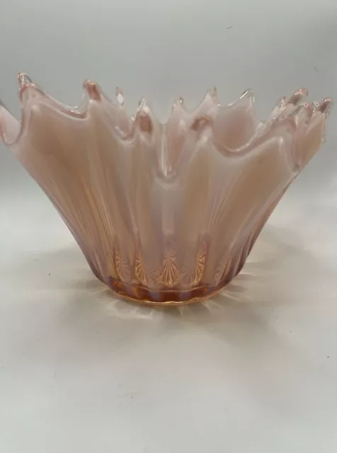 Vintage FOSTORIA HEIRLOOM Pink Opalescent Glass Bowl / Vase