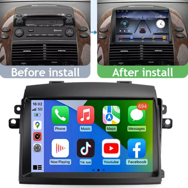 Apple CarPlay Android auto For 2004-10 Toyota SIENNA Car Radio GPS Navigation