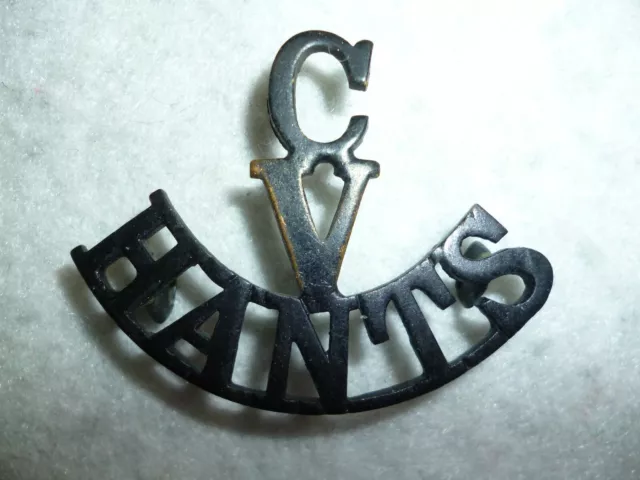 C / V / HANTS Brass Shoulder Title, Cadets Battalion Hampshire Regiment pre 1908