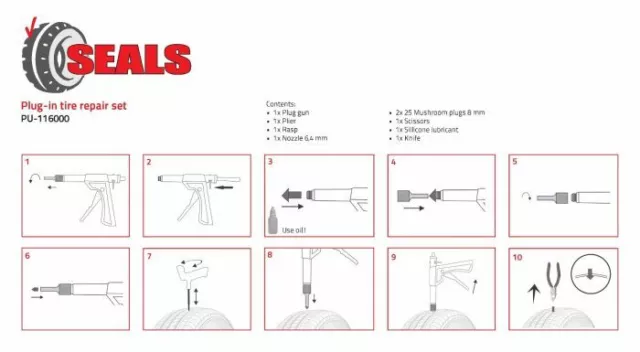 Réparation de pneus Tyre Seals PU-116000 kit professionnel voiture camion champignon pistolet de réparation 2