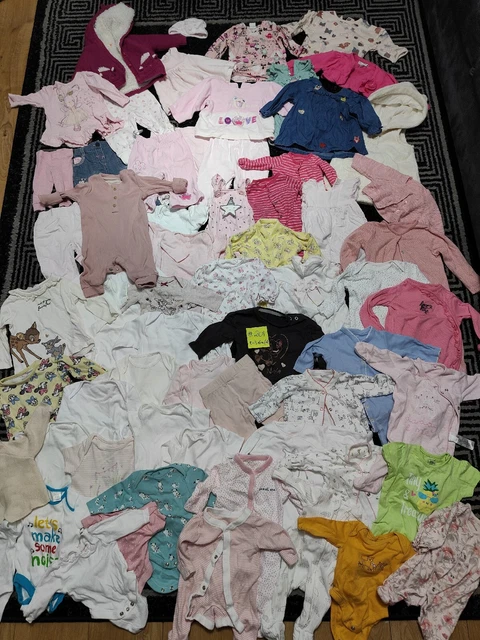 #201 Enorme pacchetto di vestiti per bambina 0-3-6 mesi NEXT GEORGE H&M ROCHA GAP YD