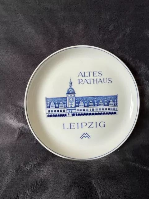 Wandteller Meissen Porzellan  Altes Rathaus Leipzig, Blau Weiss 