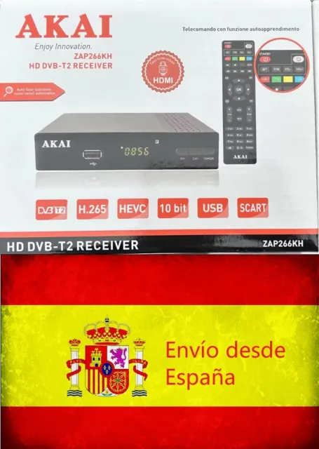AKAI SINTONIZADOR Receptor Decodificador TDT HD DVB-T2 HDMI EUROCONECTOR