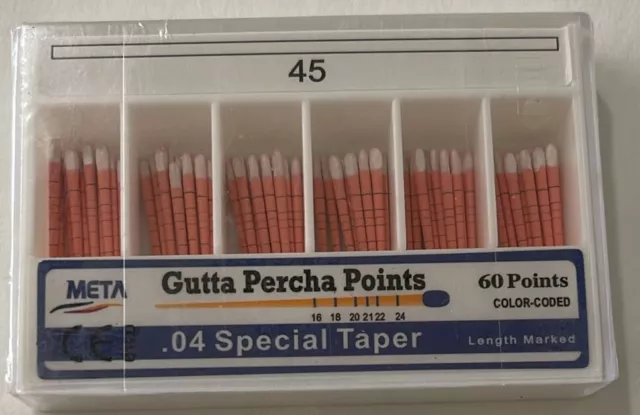 Gutta Percha Points Special Taper .04 #45 Color Coded Endo Dental- 60/Pack