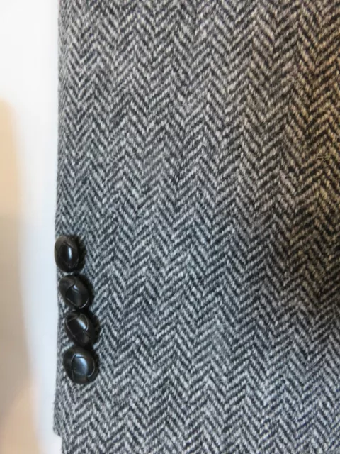 Vtg Harris Tweed Gray 48L Herringbone Wool Classic Blazer Sport Coat 2 Button 3